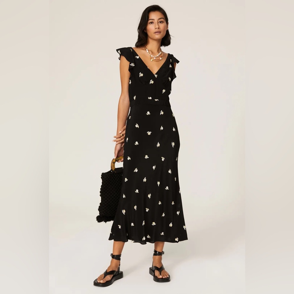 Jason‎ Wu Black Floral Flutter Sleeve Dress